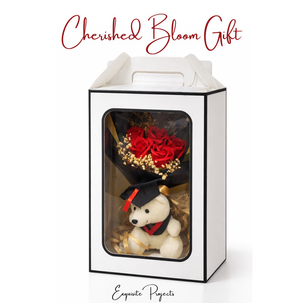 Buket Bunga Mawar Sabun Bloom Box Cherised Bloom Gift isi 5 Mawar