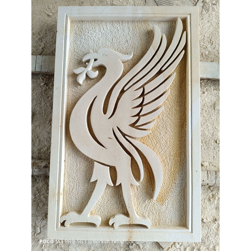 relief ukir batu alam custom gambar burung