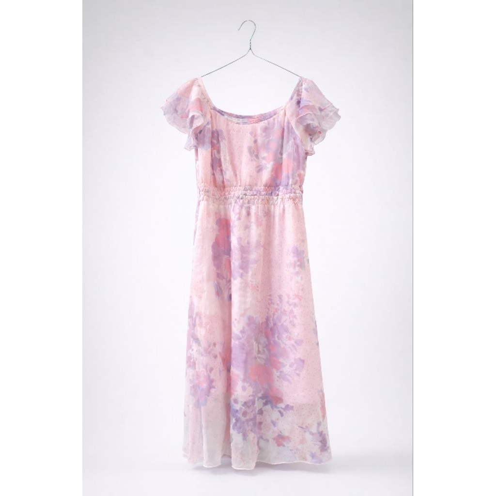 Blush Rose Watercolor Dress-Preloved (LIHAT DESKRIPSI)
