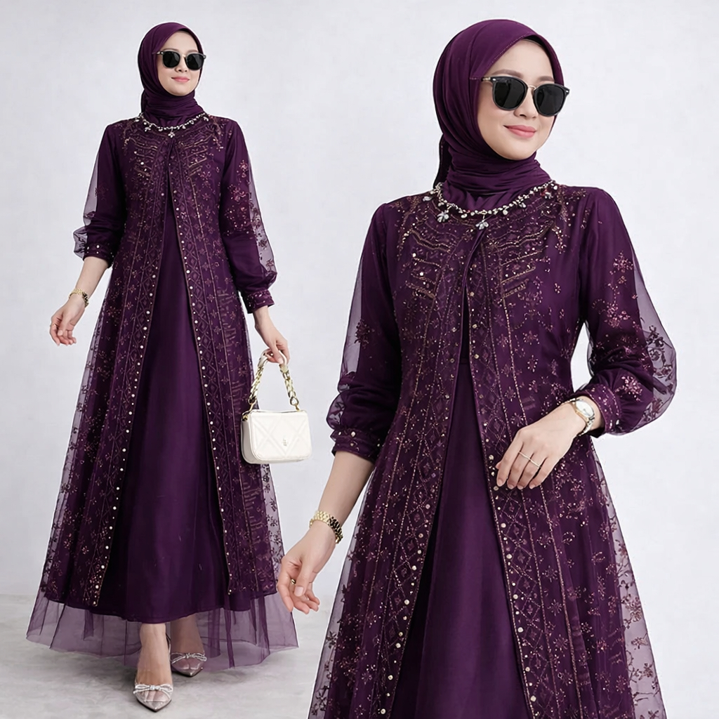 Longdress Outfit Korea Gamis Wanita Elegan Gamos Mewah Terbaru 2025 Gamus Kekinian Viral Dres Model 