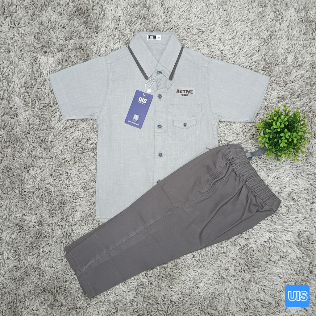 Setelan Kemeja Anak Laki-Laki UIS Katun Linen Terbaru