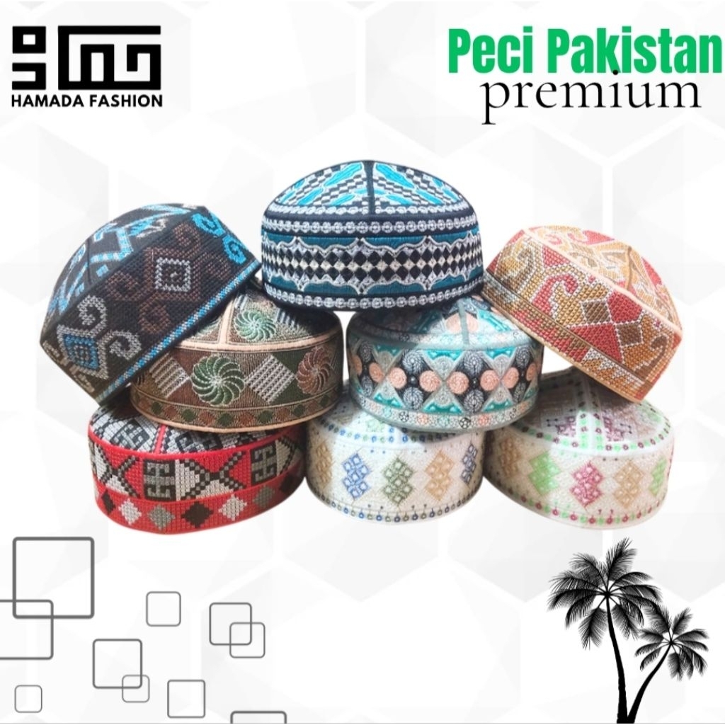 Peci Pakistan Bordir, Peci Pakistan Premium Full Bordir