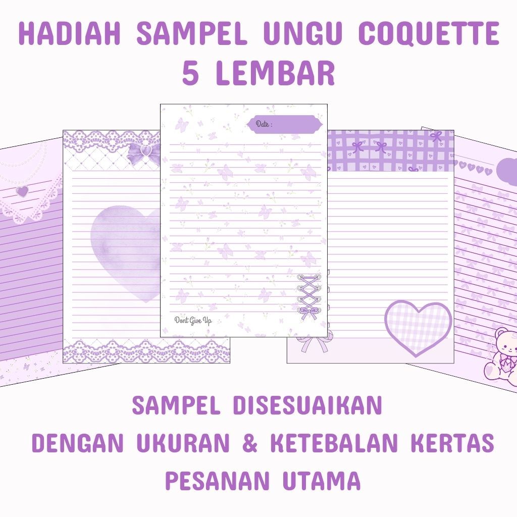HADIAH SAMPEL KERTAS BINDER UNGU COQUETTE A5&B5