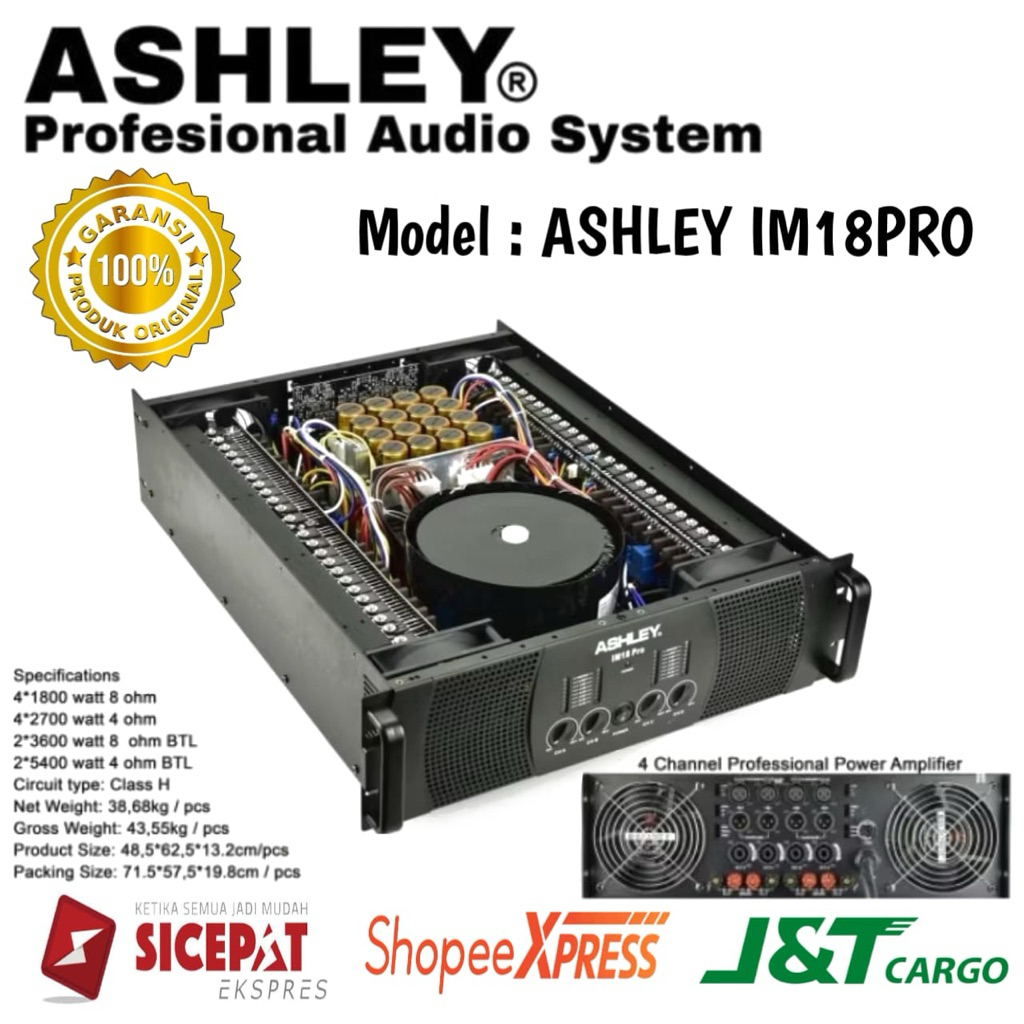 Power Amplifier Ashley Im18Pro Original Amplifier Ashley 4 Channel Class H