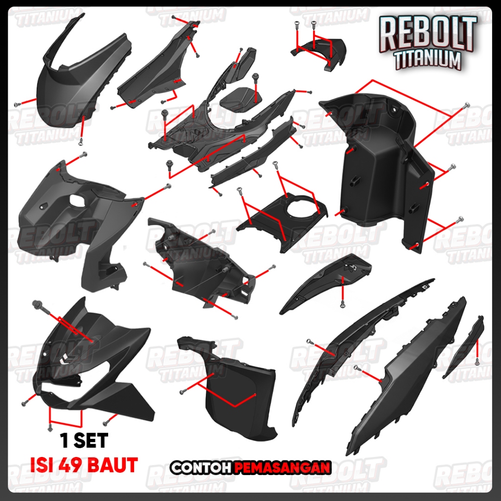 Baut Titanium Full Set Body Beat FI Old K25A Grade 5 REBOLT