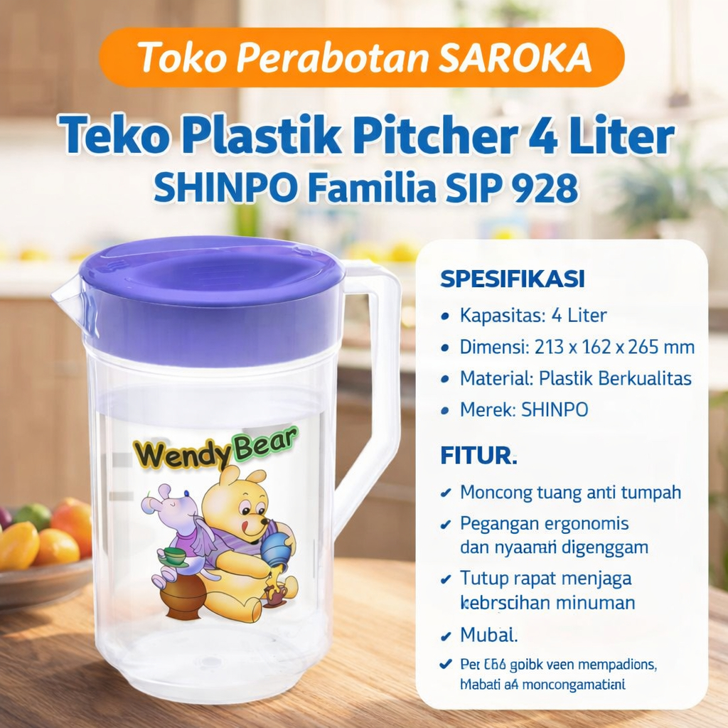 Teko Pitcher Plastik 4L SHINPO Familia SIP 928