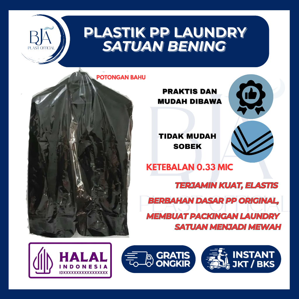 Plastik Laundry Satuan | Plastik Laundry PP Cutting Bahu Bening Polos | Plastik Hanger Laundry | Uk 