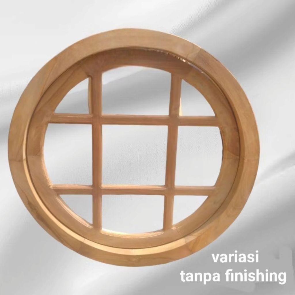 kS4_70 cm kusen jendela bulat kayu jati solid