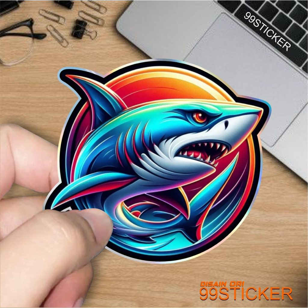 tiker testur timbul, snack, stiker logo hiu, stiker PUTIH DAN HOLOGRAM, stiker hp, motor