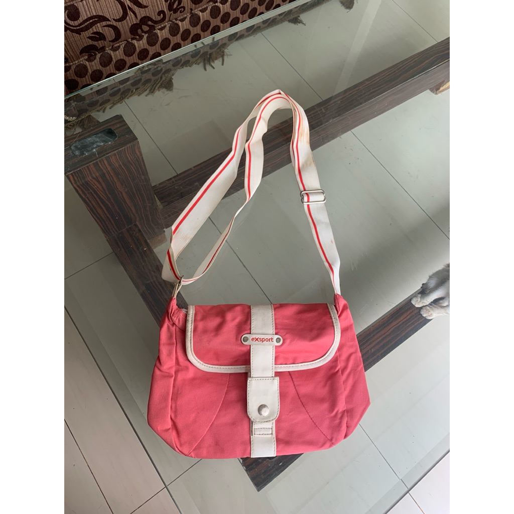 tas preloved selempang kampus sekolah peach pink branded Export