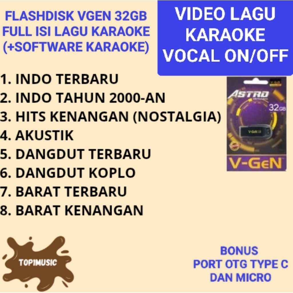 flashdisk vgen 32gb full isi lagu karaoke player