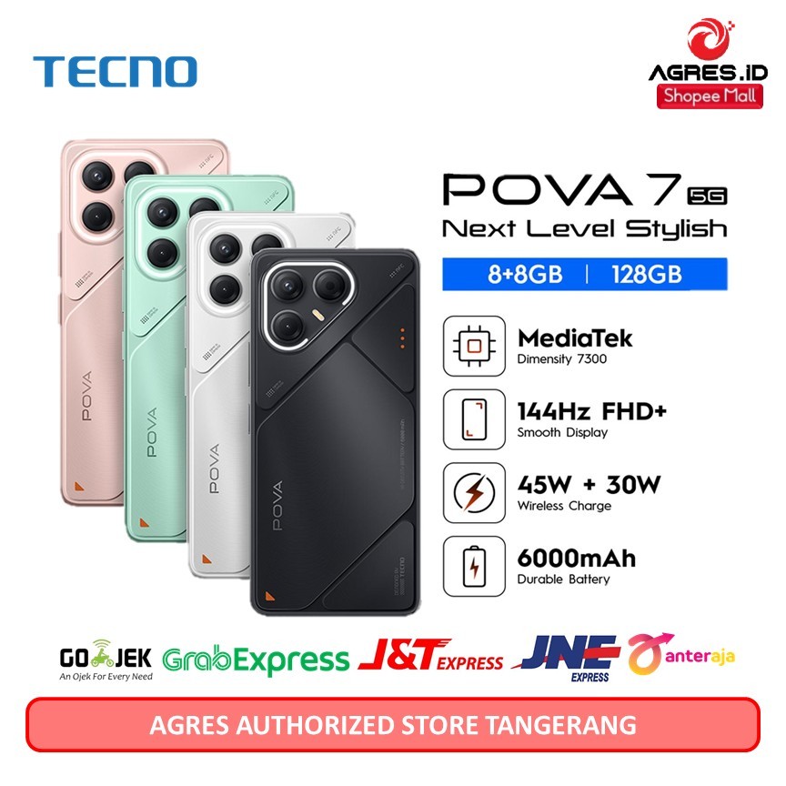 TECNO POVA 7 5G Ram 8GB Internal 128GB / 256GB Handphone Smartphone Original Garansi Resmi 1 Tahun