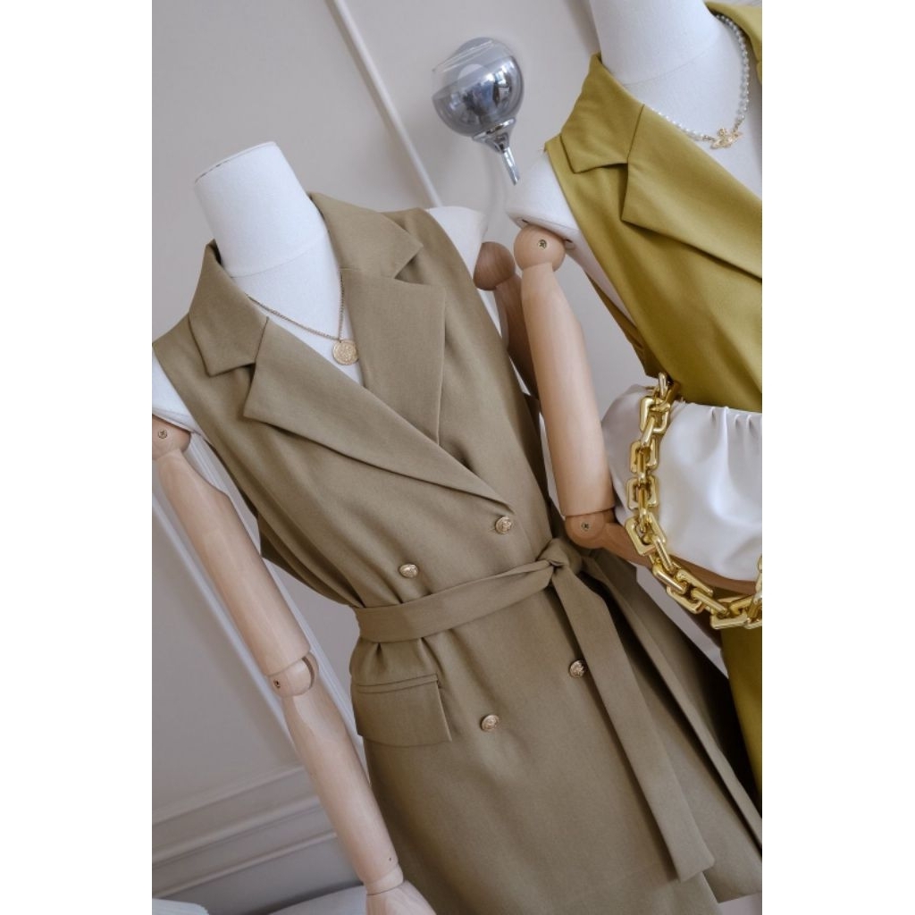 Elxie - 672 / dress mini wanita elegant blazer vest outer tanpa lengan / PB