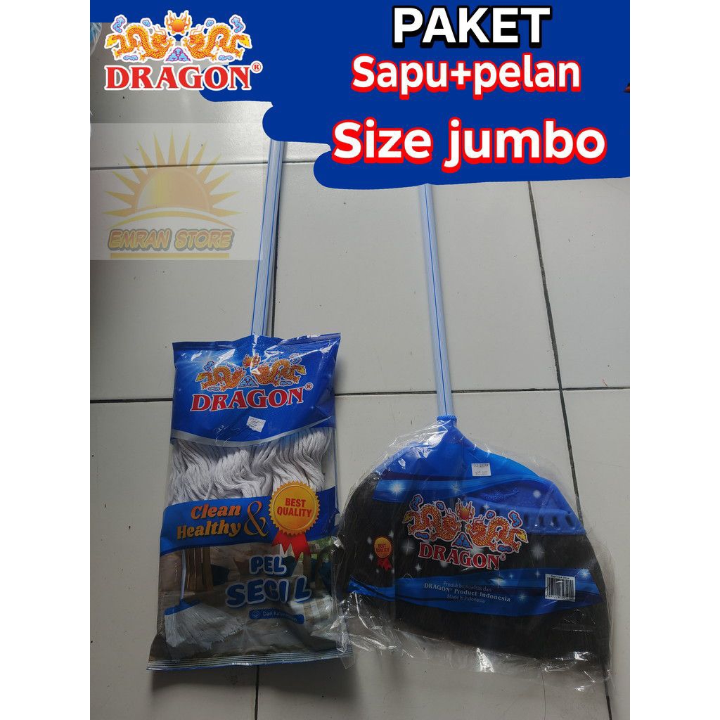 NEW produk PAKET sapu+pelan segi L Jumbo dragon