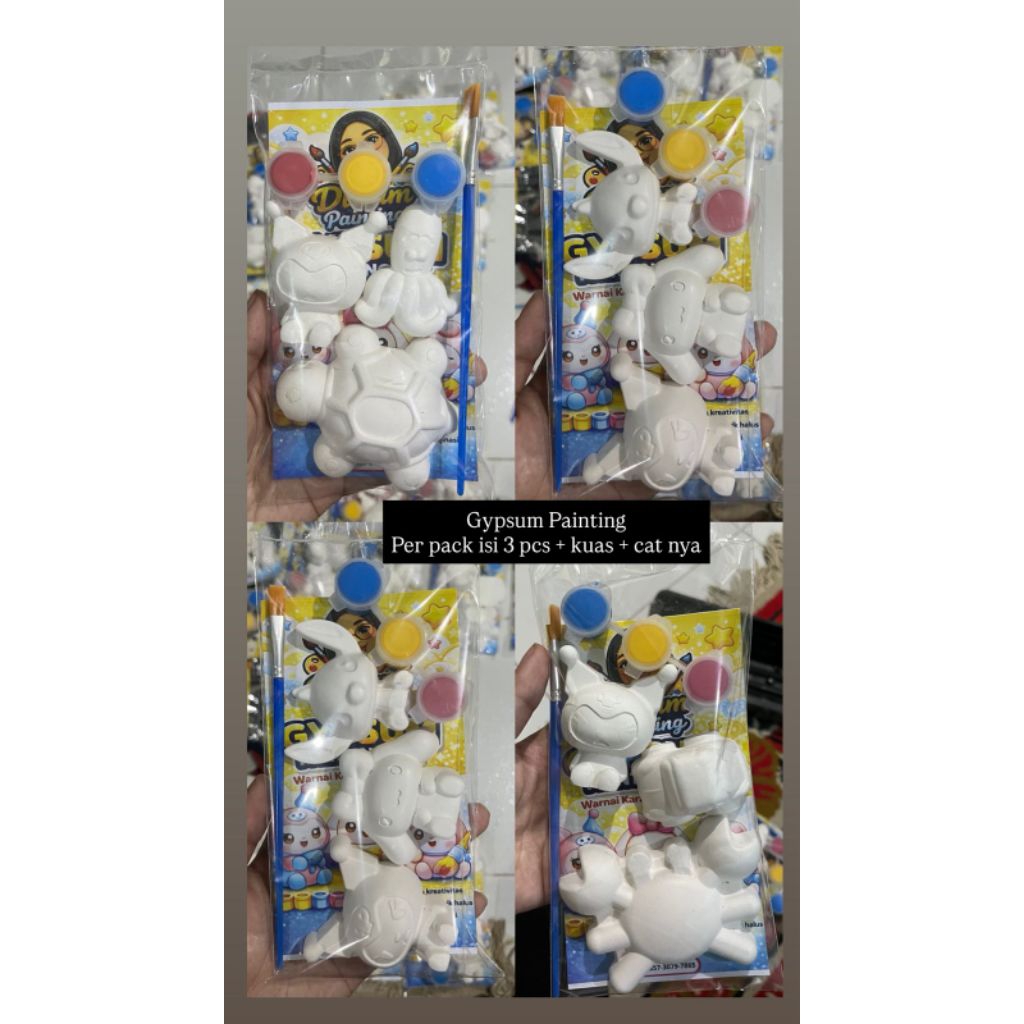 Set Mewarnai Patung Gypsum Anak dengan Cat Warna dan Kuas