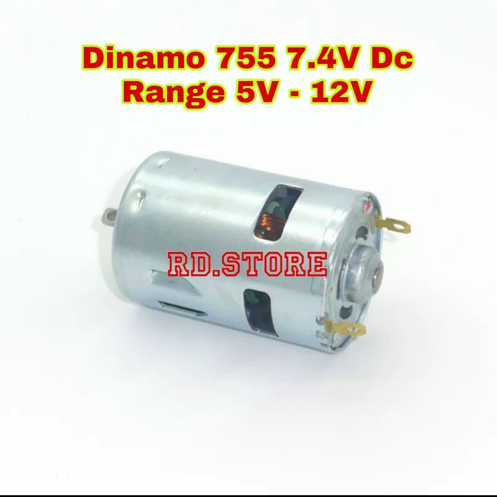 Dinamo 755 7.4V DC Range 5v - 12v Dc Performa Stabil As / Shaft D