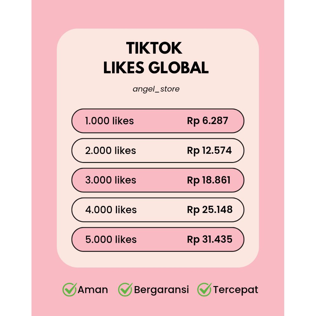Tiktok Like Permanen Non Drop | Like Tiktok Global | Like Tiktok Postingan Video