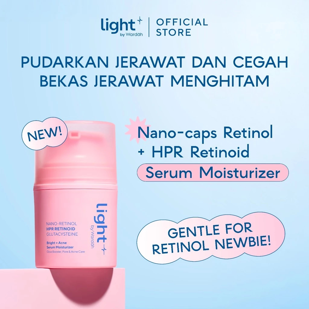 NEW Lightplus by Wardah Moisturizer HPR Retinoid Bright + Acne Serum Moisturizer 28 g - Gel Moisturi