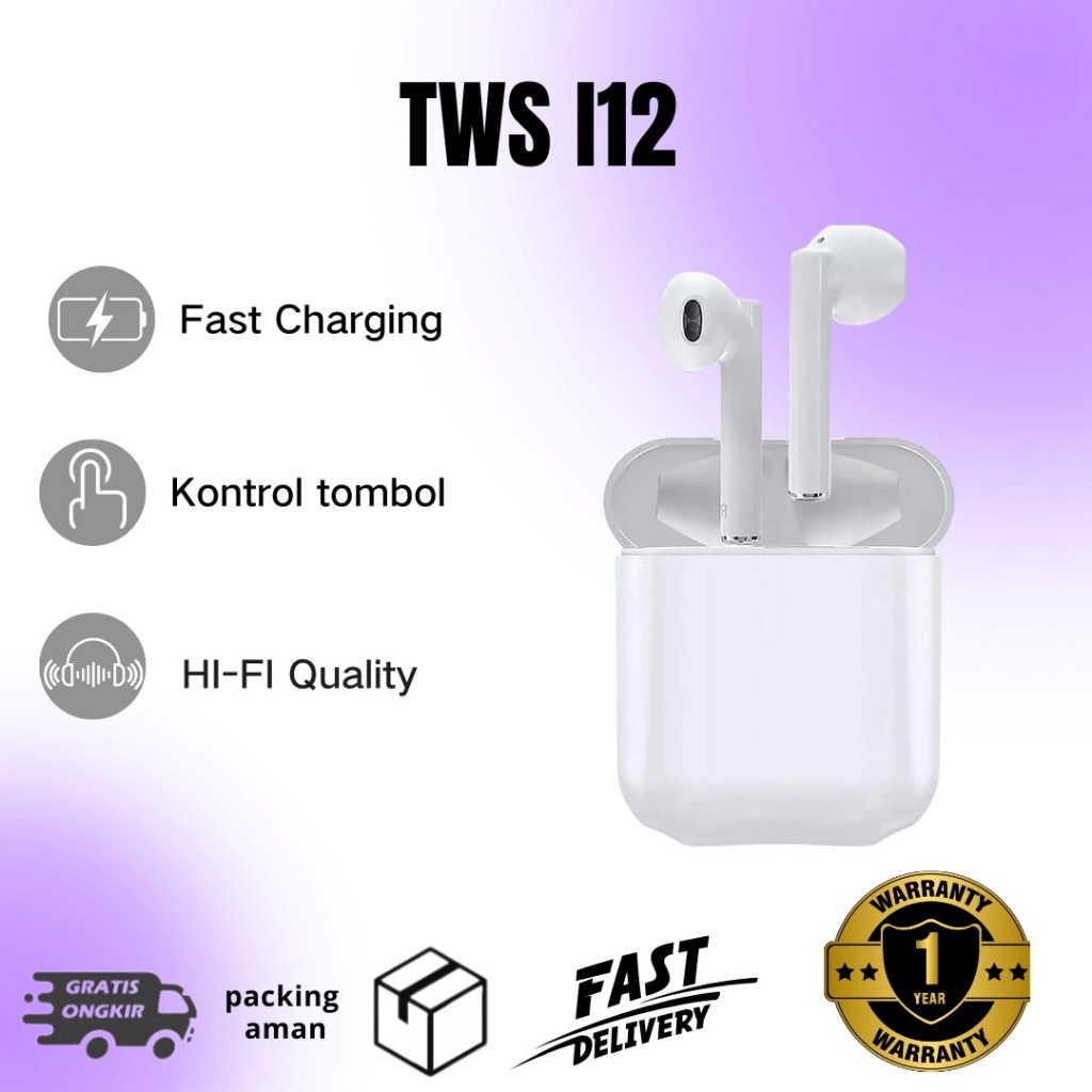 Headset Bluetooth Smart Bluetooth Headset Wireless Headset EARPHONE i12 TWS Headset Bluetooth