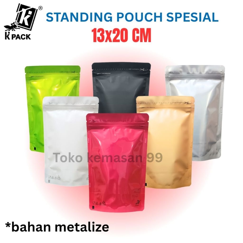 STANDING POUCH WARNA 13X20 CM/STAND POUCH  KPACK SPESIAL/PLASTIK KLIP KEMASAN KPACK (SP)
