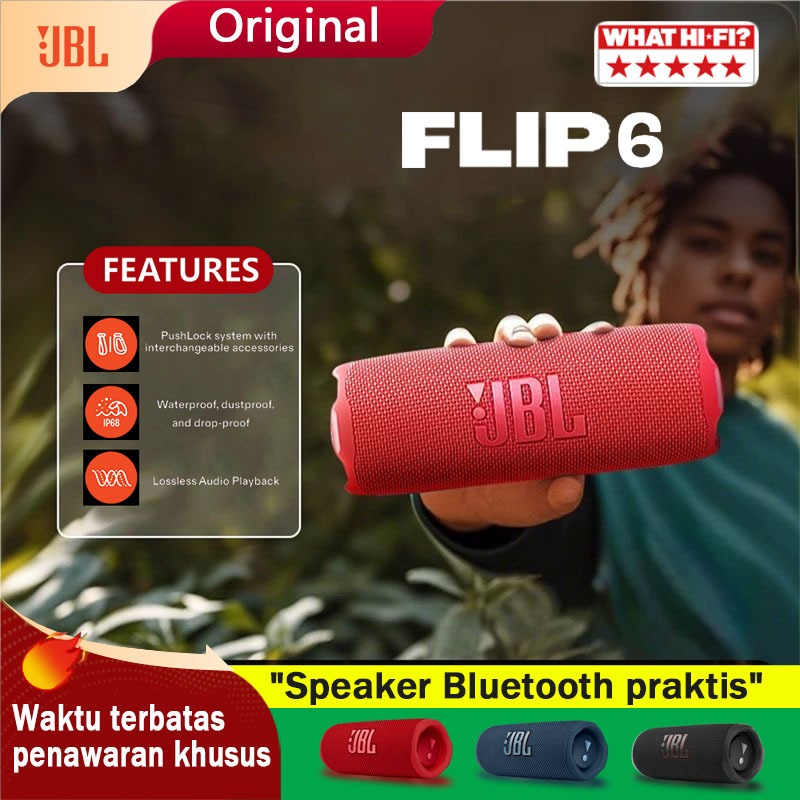 JBL Flip 6 Original Waterproof Portable Wireless Bluetooth Speaker Powerful Sound Garansi1Tahun 100%