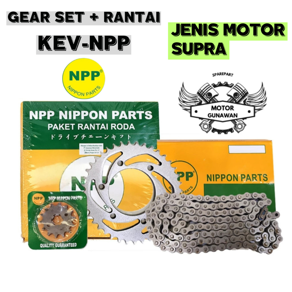 001-KEV-NPP CK ORIGINAL Gear Set Depan Belakang Rantai Gir Paket Rantai Roda Chain Kit HND SUPRA Ran