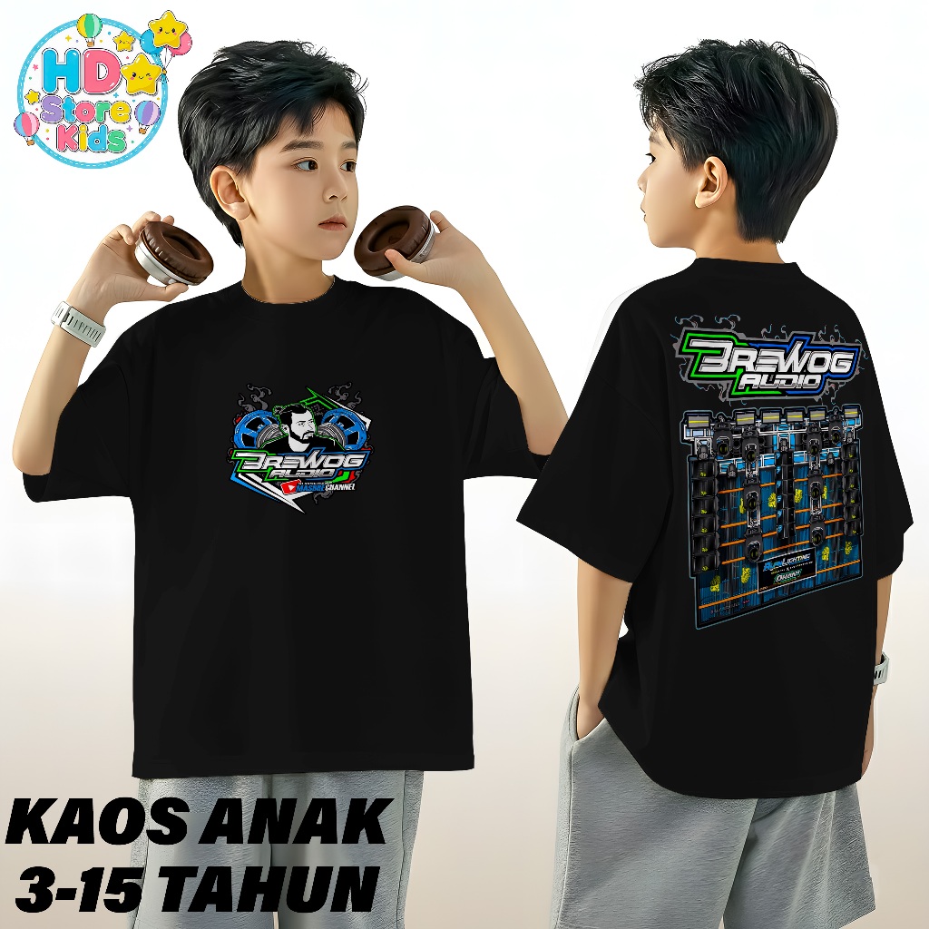 Kaos Anak BREWOG AUDIO V1 Unisex 3–15 Tahun Baju Distro Katun Combed 24s Size M–XXL