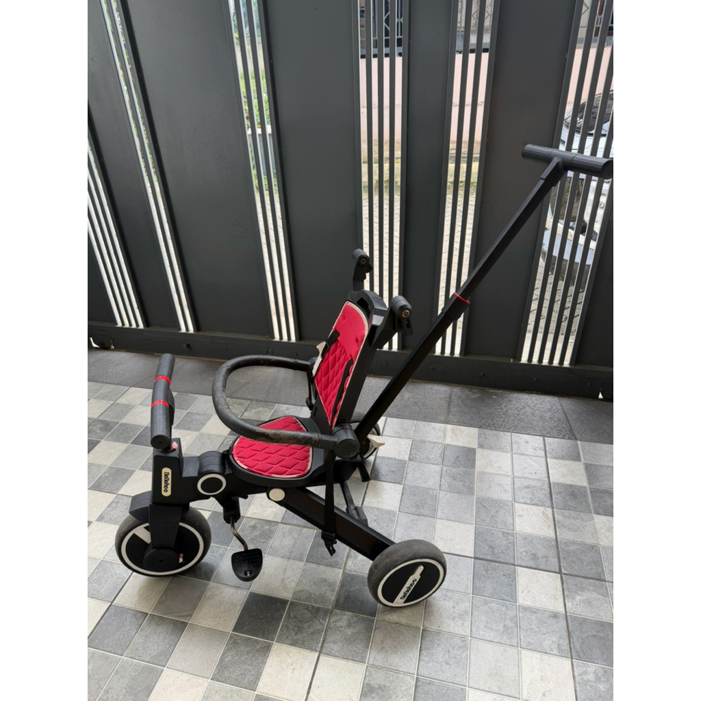 Preloved Bebehoo Gen 2 SL-168 7 in 1 Smart Folding Trike Stroller - Sepeda Anak Merah 7in1