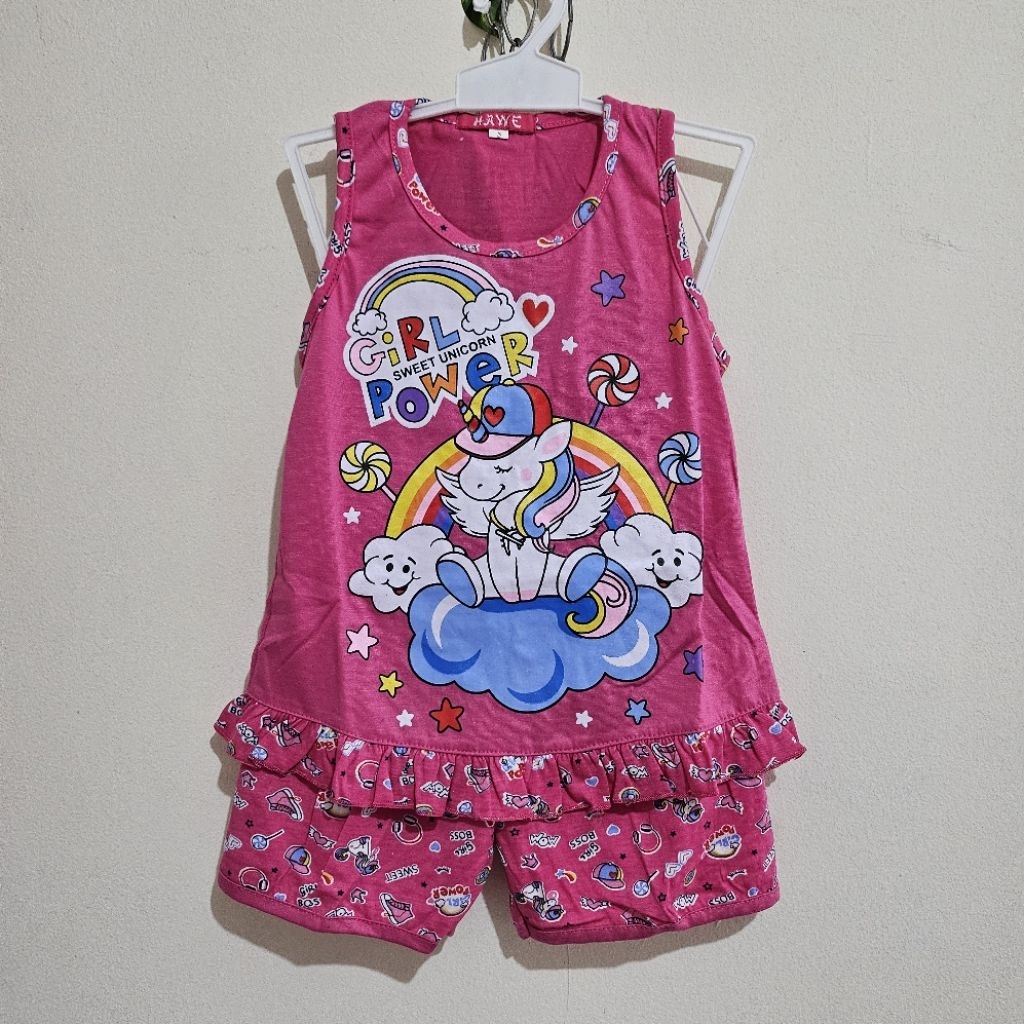 HAWE 9017 Stelan singlet sablon anak perempuan karakter