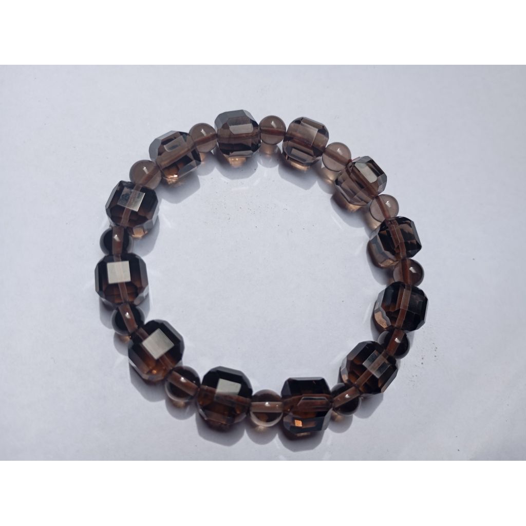 Smokey Quartz Smooky Smoki Smoky Gelang Batu Alam Natural Cube Round 8mm Mix Spacer Fox 9 Nine Tails