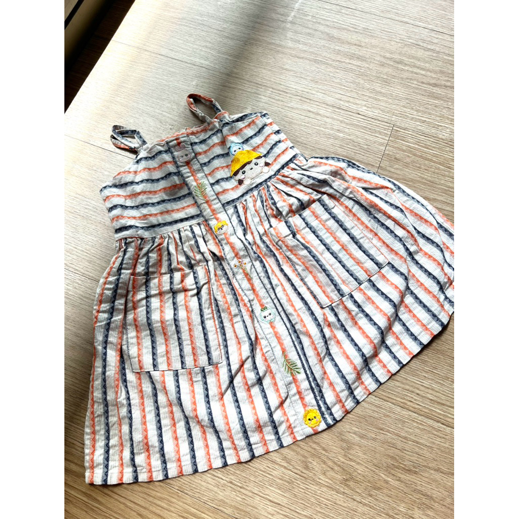 Dress Ziel Kids x Sally & Piper Size 1-2 Y Baju Pantai Anak Perempuan Tali Tangan Adjustable