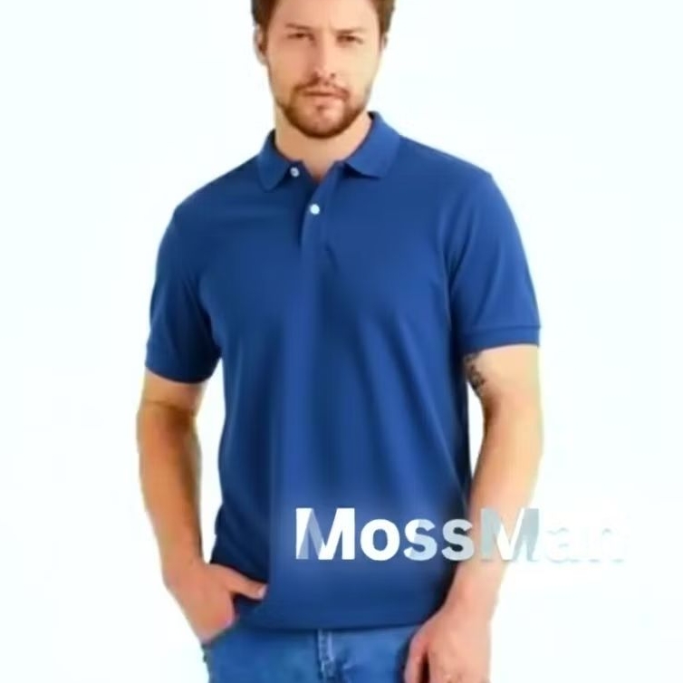 KAOS POLO KERAH BIRU BENHUR - KAOS PRIA LENGAN PENDEK BIRU ELEKTRIK POLOS