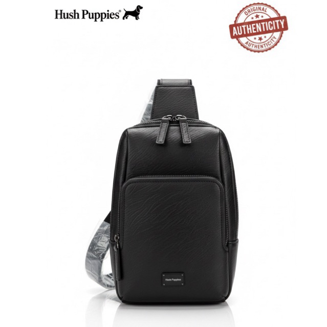 NEW Tas Pria Hush Puppies Waist Bag Sling Bag Black Tas Hitam Pria Tas Kulit Hush Puppies Crossbody 