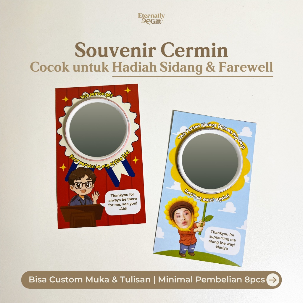 SOUVENIR CERMIN CUSTOM | RESIGN | SIDANG | WISUDA | HAMPERS | GIFT/SOUVENIR