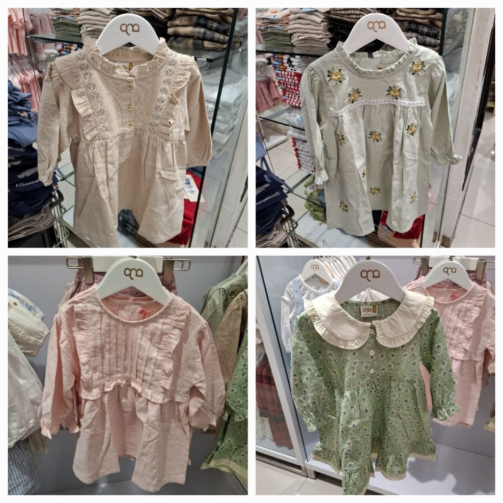 Qna Baju Dress Anak Perempuan Lengan Panjang Original New
