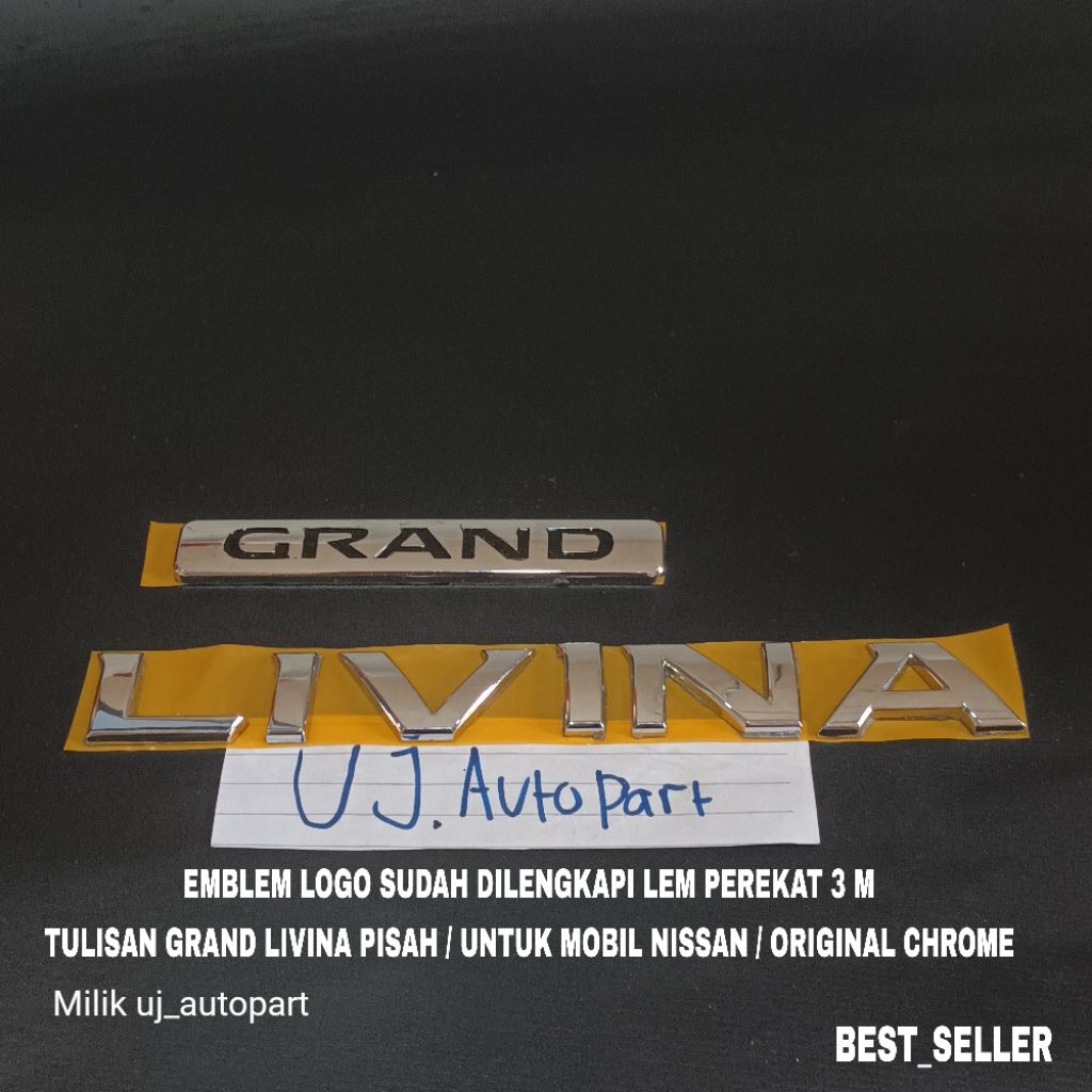 Emblem Logo Bagasi Tulisan Grand Livina Pisah / Mobil Nissan OriginaL 100 %