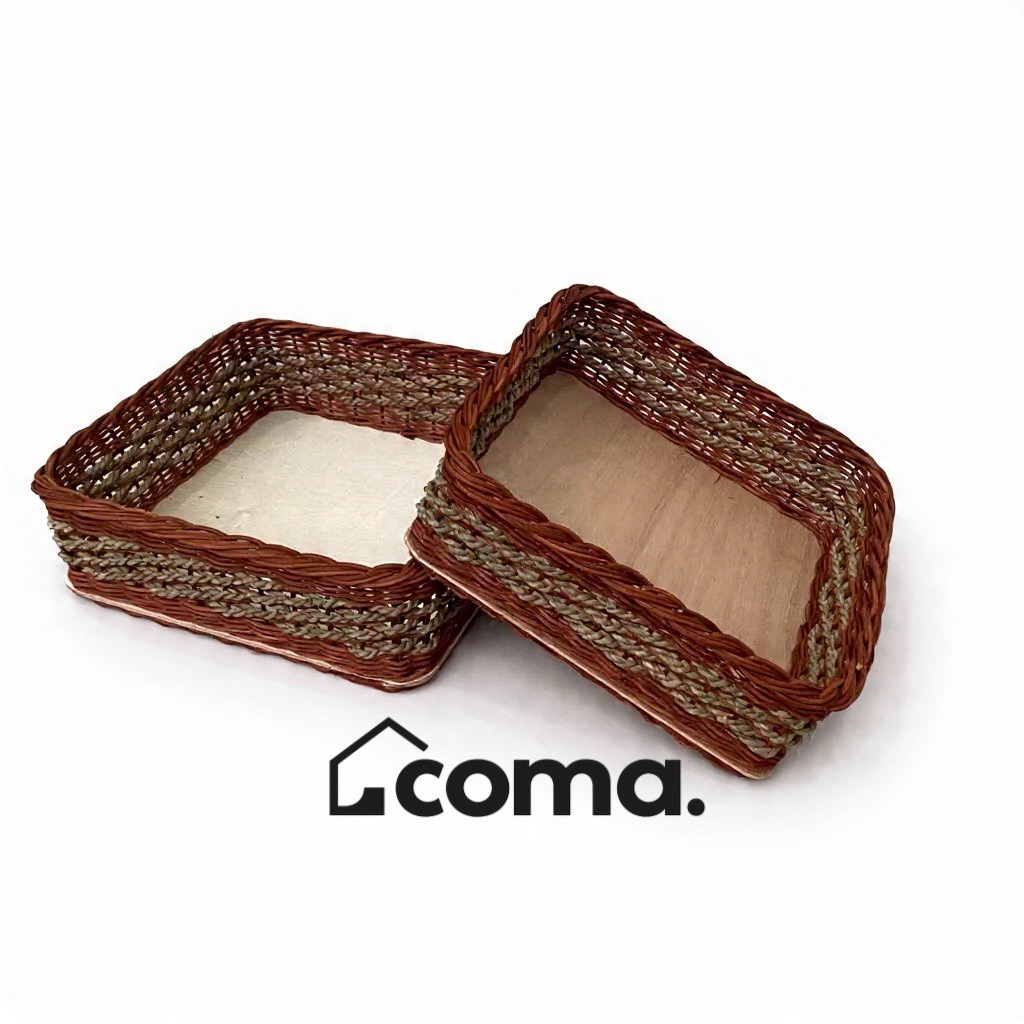 Keranjang Rotan Kotak / Keranjang Parcel Rotan / Kotak Hantaran Rotan / Keranjang Seserahan