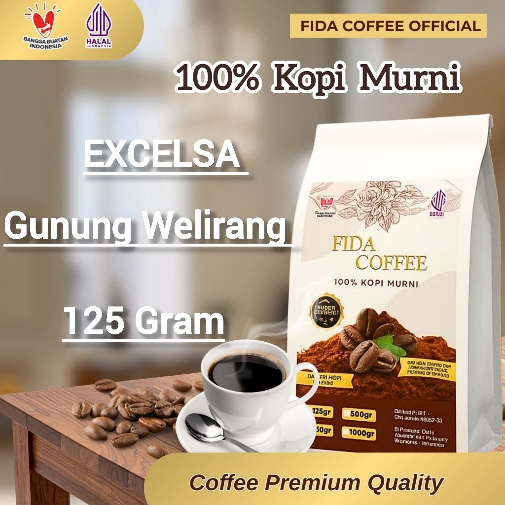 KOPI EXCELSA MURNI - BUBUK KOPI EXCELSA 125 GRAM -FIDA COFFEE PREMIUM - KOPI EXCELSA GUNUNG WELIRANG