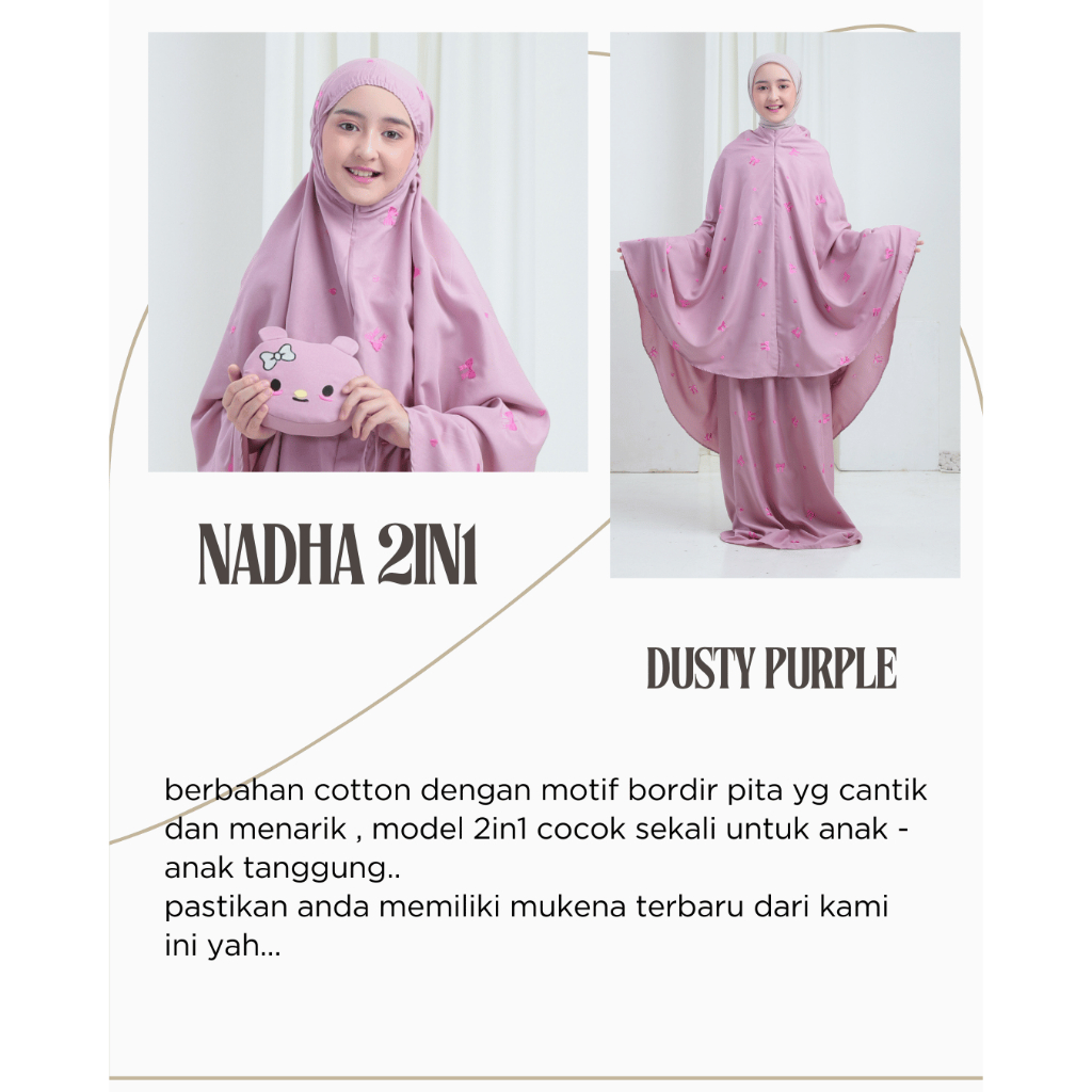 MUKENA ANAK BORDIR PITA NADA - TAS BONEKA