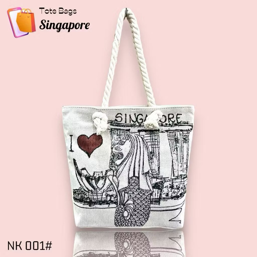 Souvenir tas kanvas singapore / tas Tote Singapore