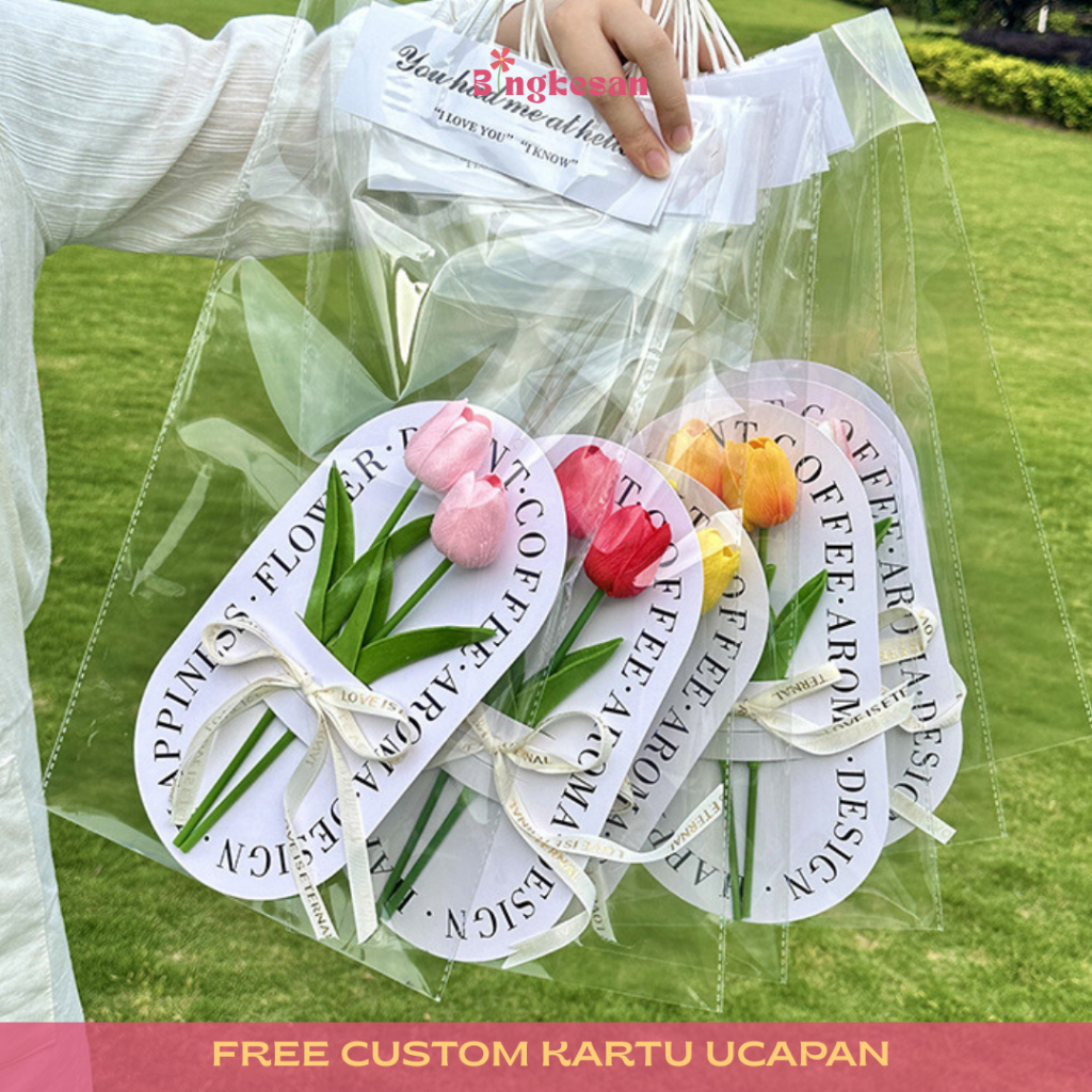 Bingkesan Kado Hadiah Buket Bunga Artificial Tulip Ultah Aesthetic Cewek Pacar