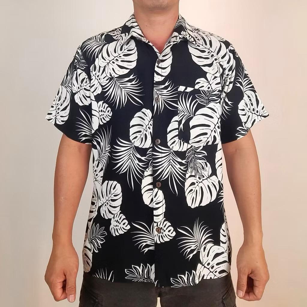 ALOHA SHIRT - Kemeja Hawaii Pria Motif Daun Monstera