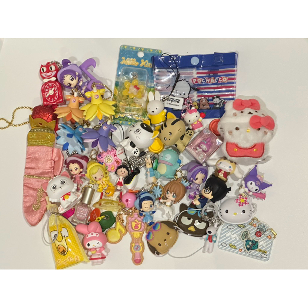 trinkets gacha gachapon magical doremi, cardcaptor sakura, sanrio, hello kitty, petyer rabbit, my me