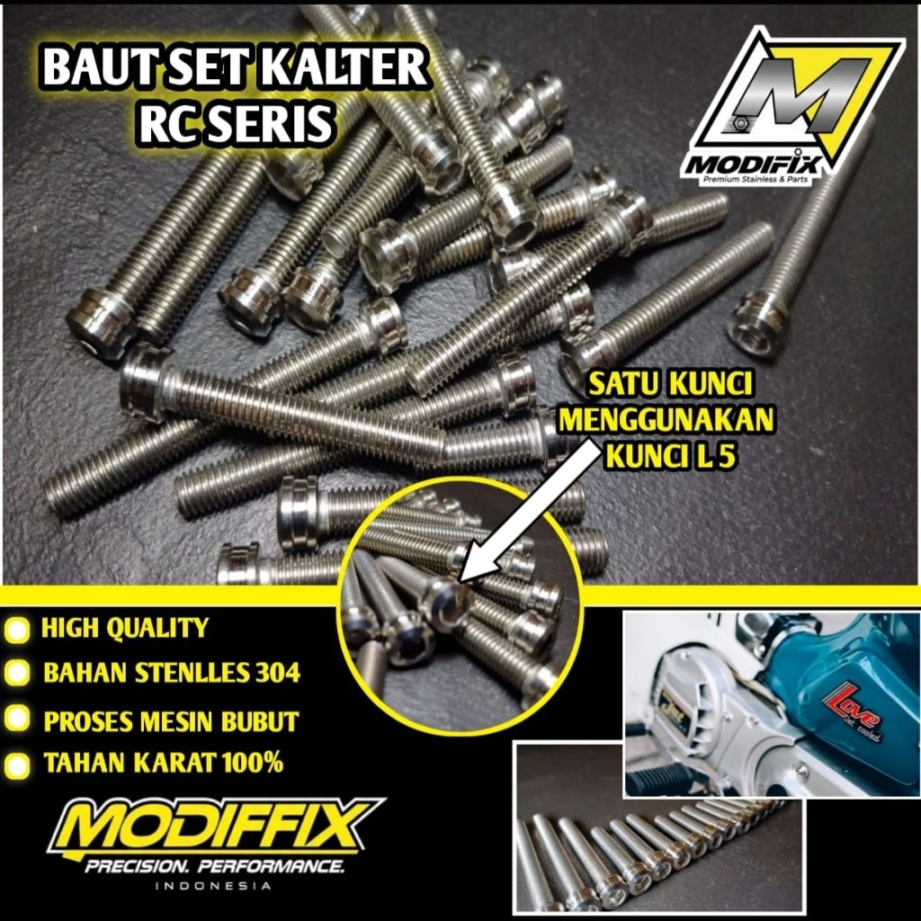 baut set mesin rc100 stenlles / Tornado /crystal /rc sprinter set kiri kanan sudah termasuk sama bau