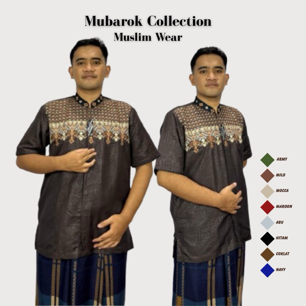 baju koko embos lengan pendek motip bordir tebaru baju koko taqwa Mubarok collection