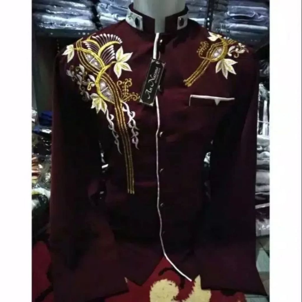 JASKO BORDIR | JAS KOKO PRIA DEWASA | JASKO MODERN - MARUN LIS PUTIH