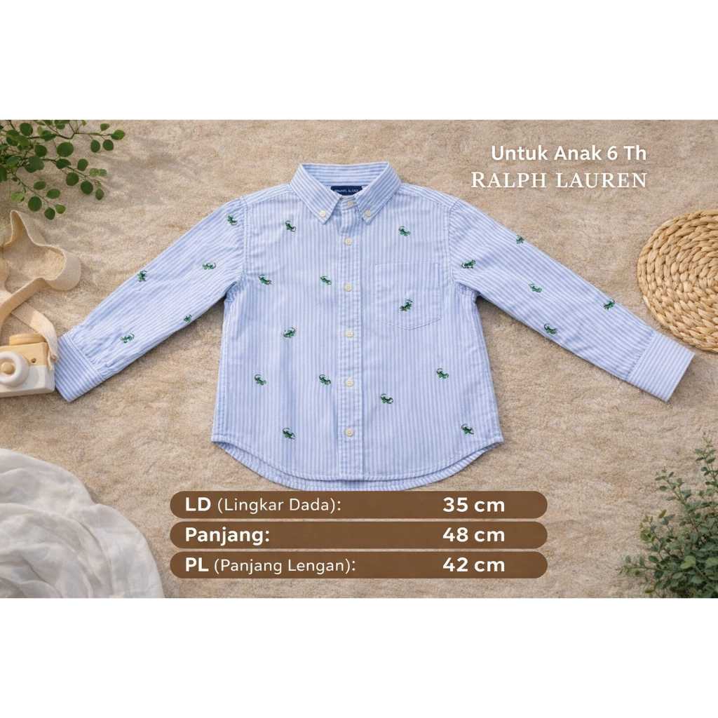Kemeja Anak Garis Biru Lengan Panjang