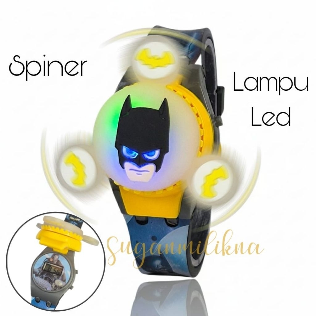 Jam Tangan Anak Digital Krakter Spiner Berputar Lampu Warna Warni