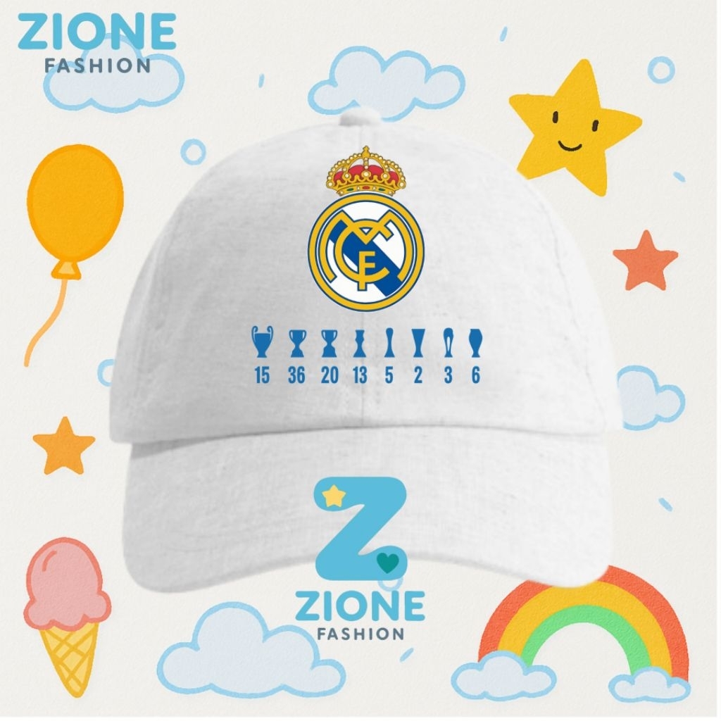 Topi Anak Hat Anak Real Madrid Fans - Topi Hat Anak Sepak Bola Fans Real Madrid Terbaru