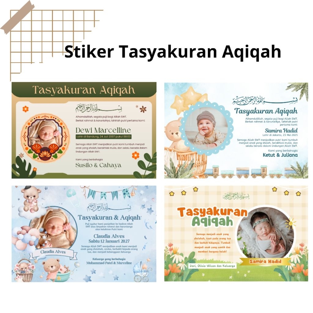 Stiker tasyakuran Aqiqah / kartu ucapan tasyakuran aqiqah / tasyakuran aqiqah cards foto